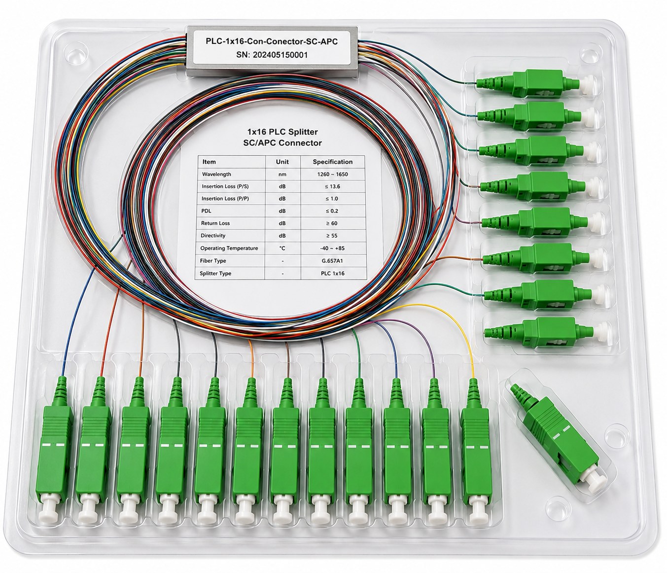 TUO-Splitter Optico PLC 1x16 - Con Conector SC-APC